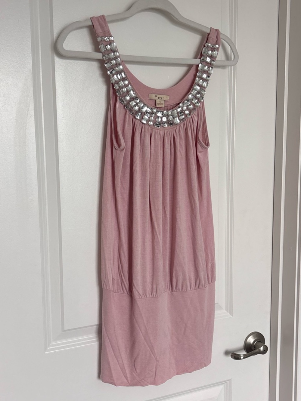 Forever 21 Y2K Babydoll Dress Cami Tunic Top Lace Trim Coquette Layering Small